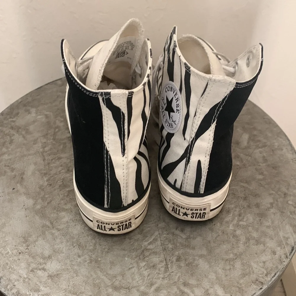 CONVERSE PLATFORM CHUCKS BLACK AND ZEBRA PRINT WOMENS 8.5 | MENS 6.5 - Picture 6 of 12